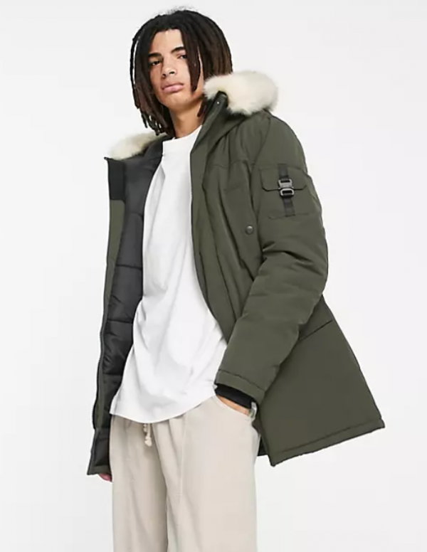 Jaket Parka dengan Hoodie Berbulu